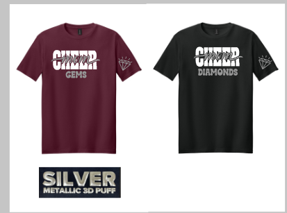 Cheer Mom 3D silver metallic puff