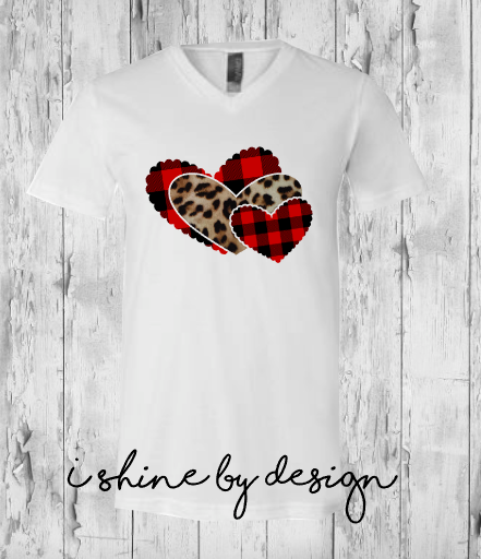 Triple Heart - leopard and buffalo plaid